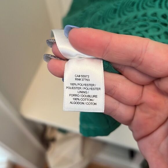 Laundry by Shelli Segel Green Dress Scalloped Crochet Sleeveless Sheath Mini - Picture 10 of 11